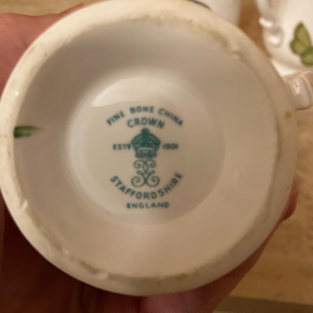 Crown Staffordshire England Vibrant Butterfly Moth Footed Mugs Easter Irish ☘️🦋 - Picture 2 of 8